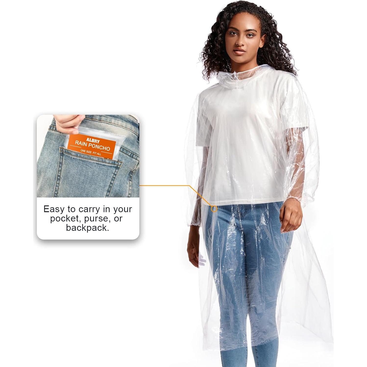 Ponchos Desechables ALBRY para Adultos - Paquete de 3 con Capucha