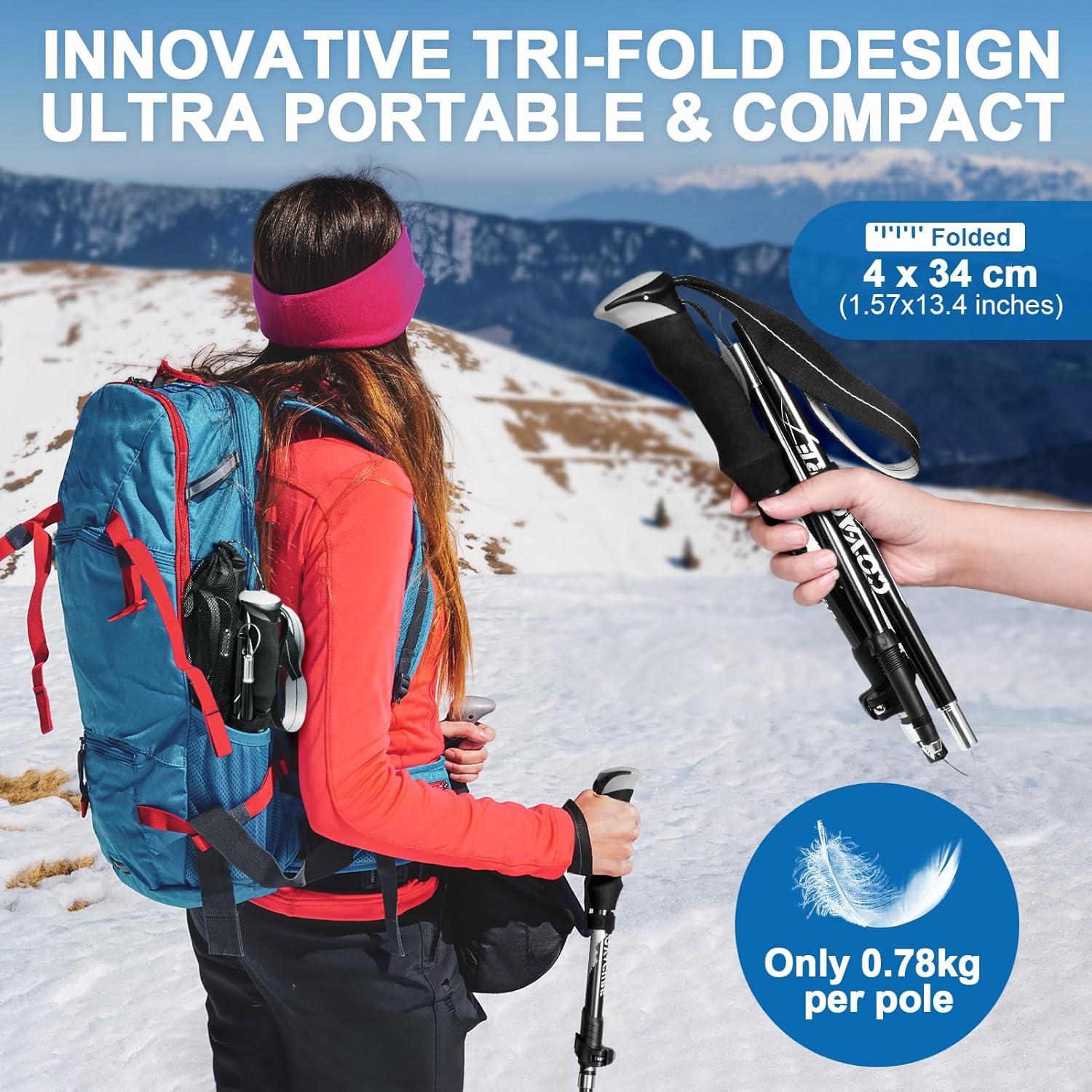 Bastones de Senderismo Covacure Plegables Aluminio 130cm