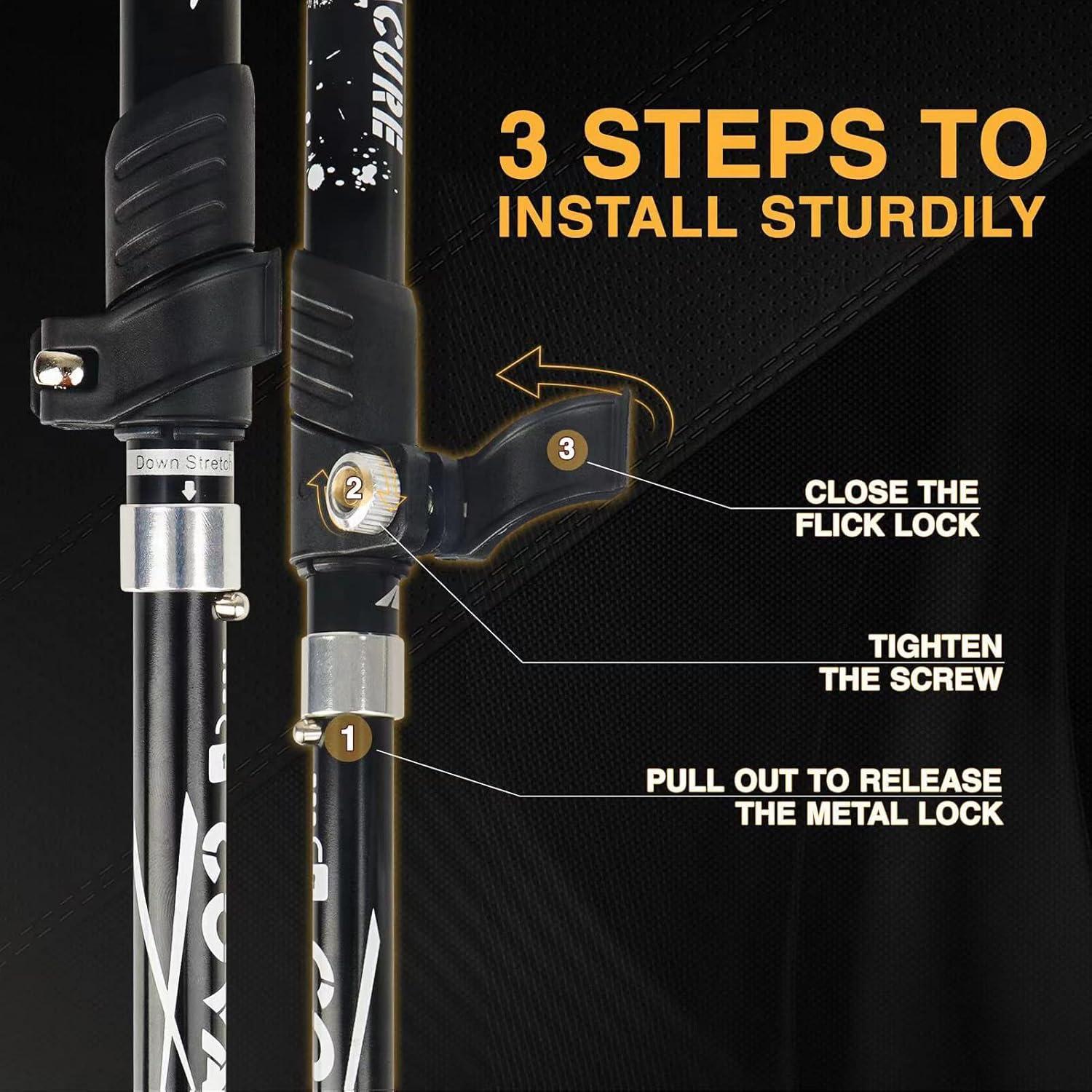 Bastones de Senderismo Covacure Plegables Aluminio 130cm