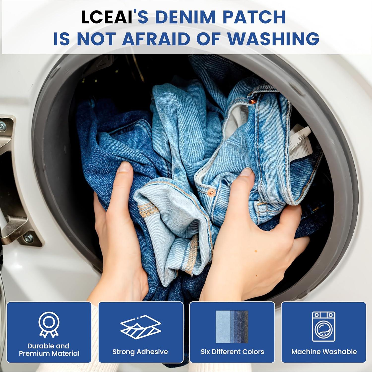Parche de mezclilla LCEAI para reparar jeans - 6 colores 10.1x22.6cm
