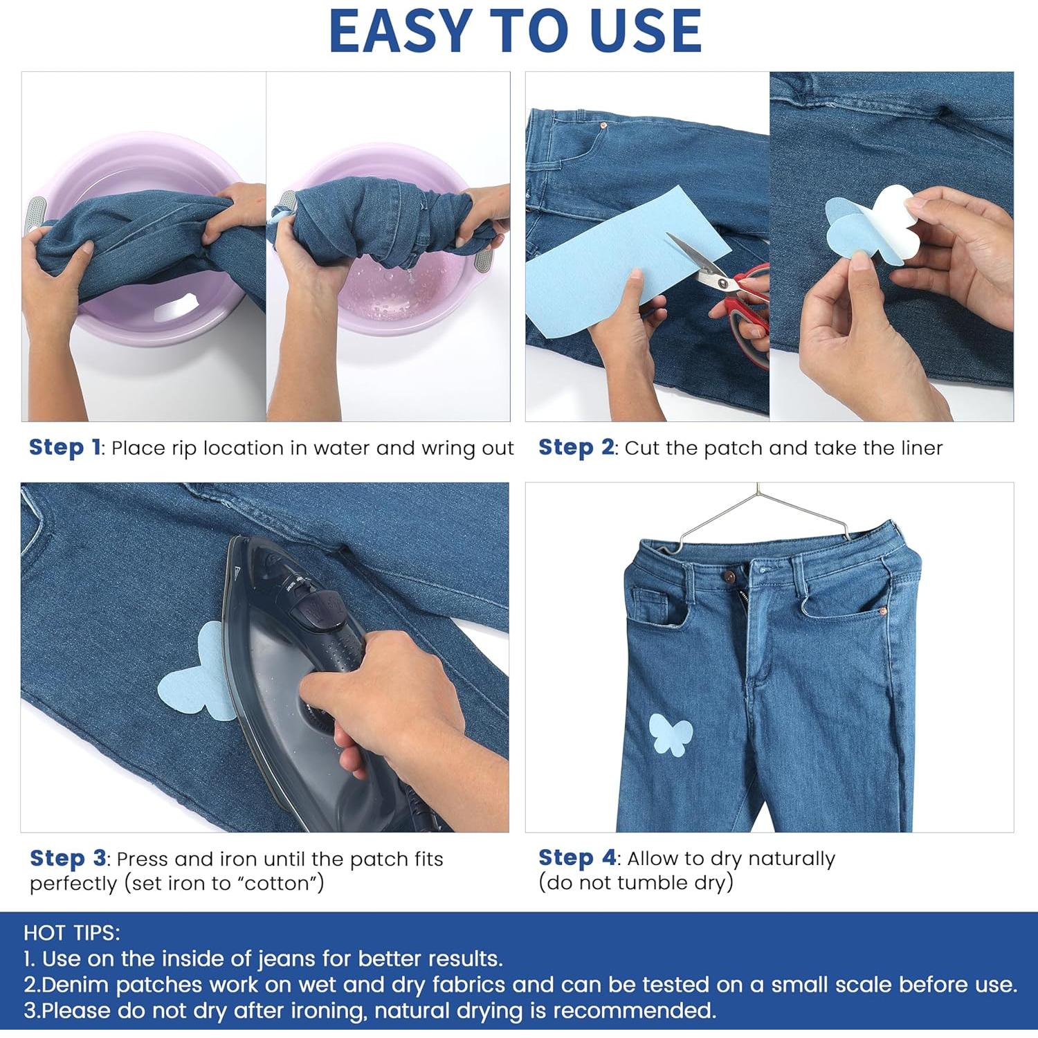 Parche de mezclilla LCEAI para reparar jeans - 6 colores 10.1x22.6cm