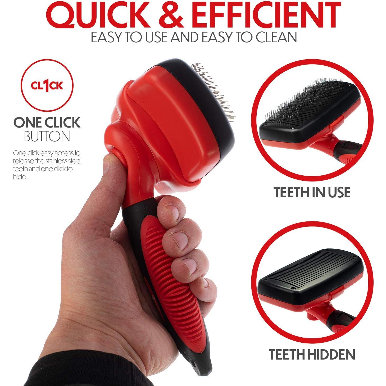 Cepillo Slicker Autolimpiante Pet Pull para Gato y Perro 17.8cm