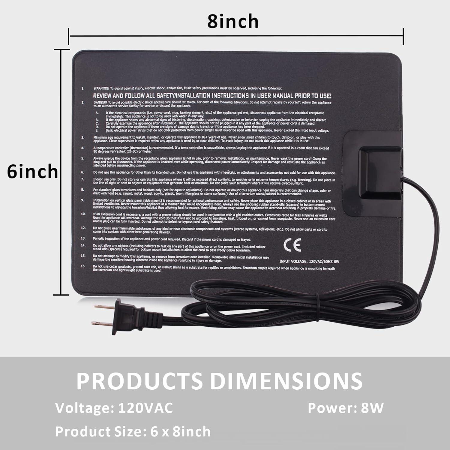 Almohadilla Térmica para Reptiles AIICIOO 15.24x20.32cm 8W