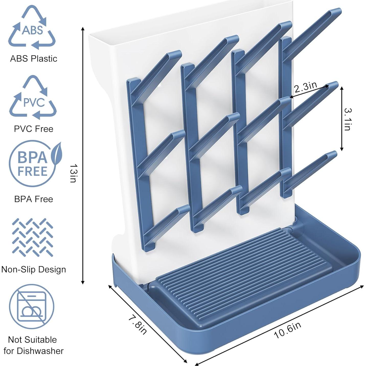 Soporte Secado Biberones CandyHome Azul Vertical 33 cm