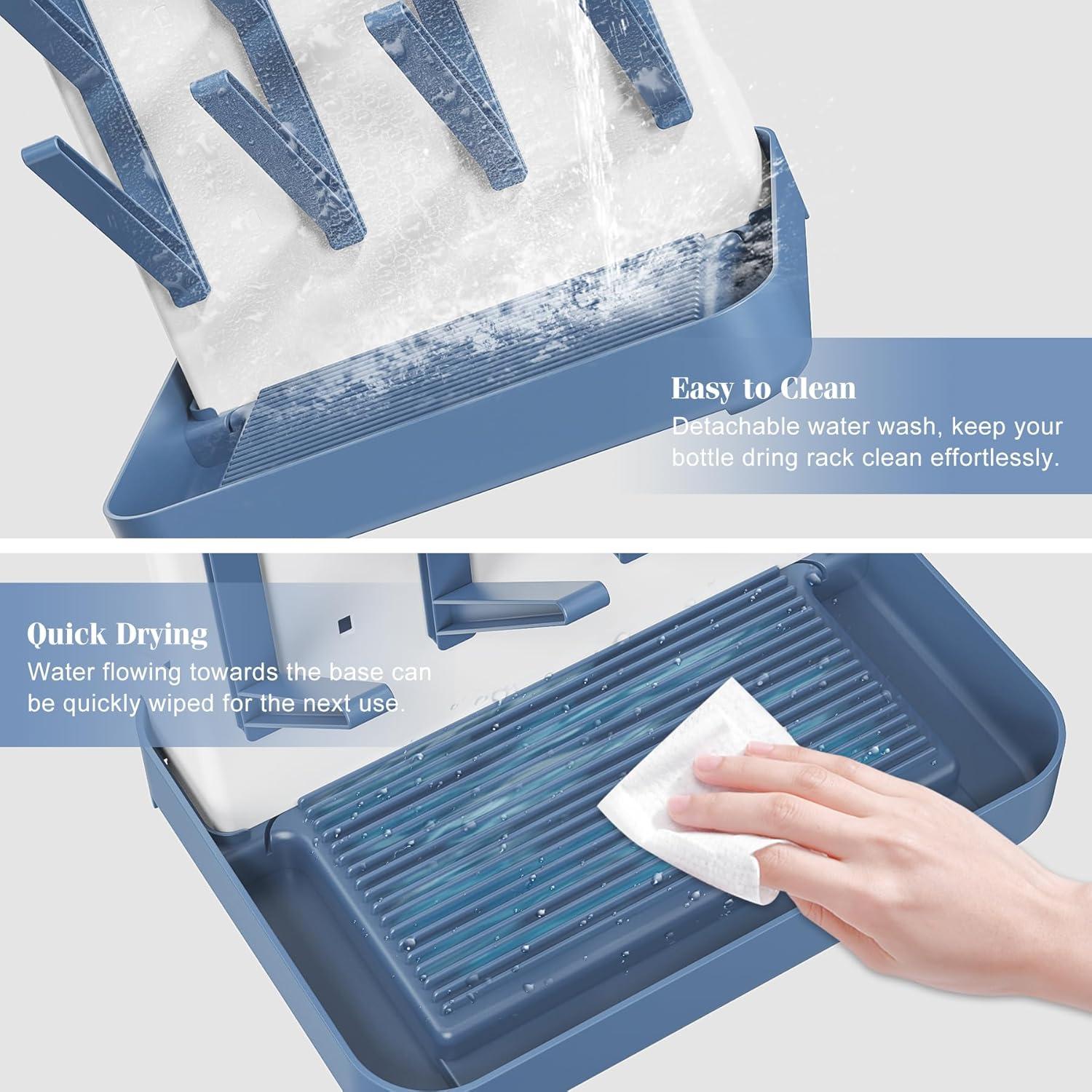 Soporte Secado Biberones CandyHome Azul Vertical 33 cm