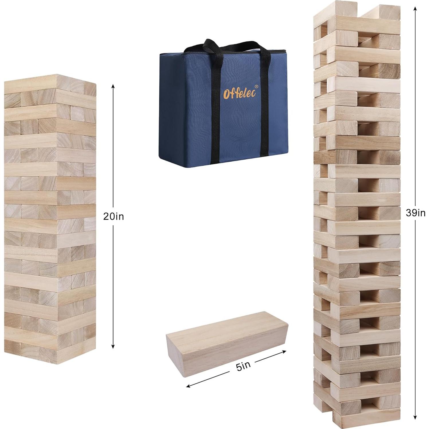 Juego de Bloques de Madera Offelec 60 Piezas Apilable 97.5 cm