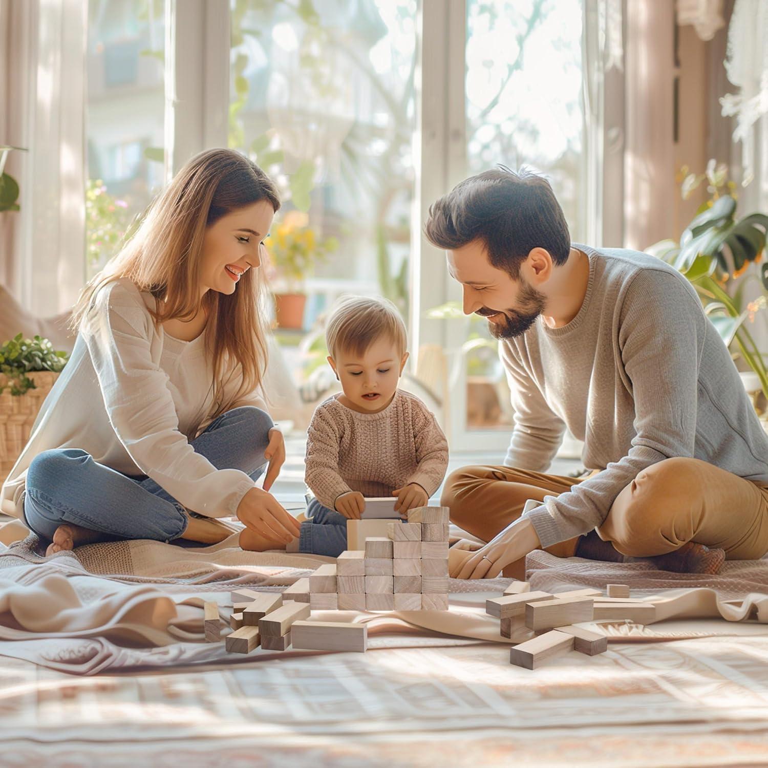 Juego de Bloques de Madera Offelec 60 Piezas Apilable 97.5 cm