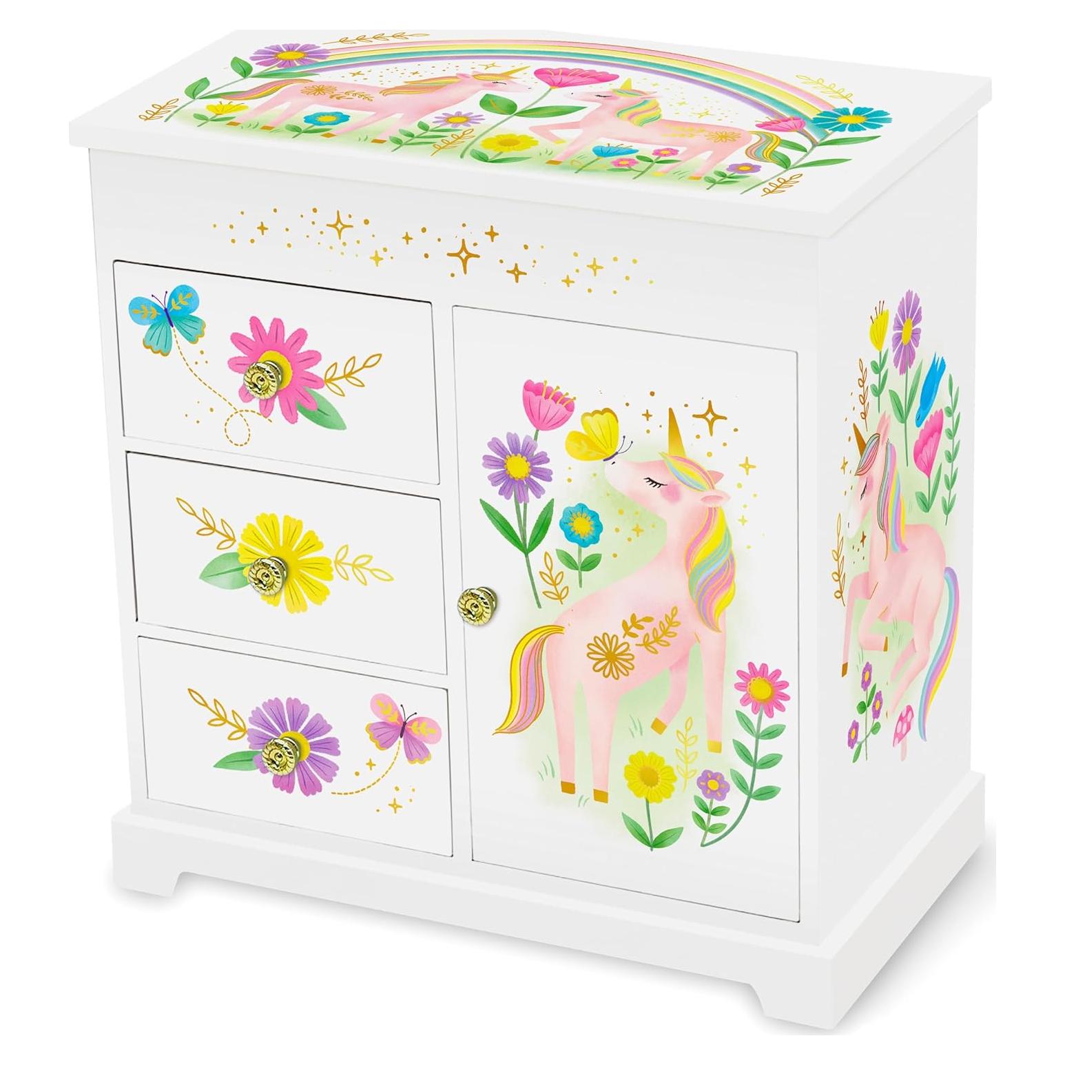 Caja de Joyería Musical Unicornio Giggle & Honey 22.86x12.7x23.62cm