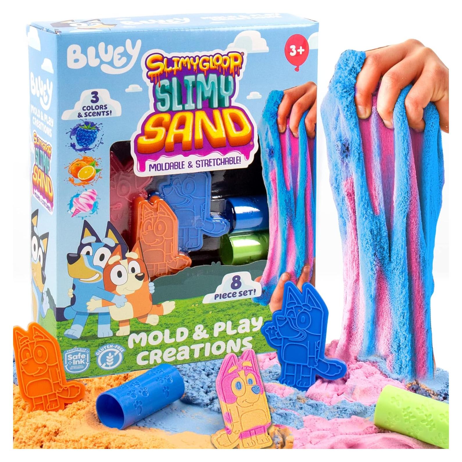 Arena Slimy Aromatizada Bluey - 425 g, 8 Piezas, Juego Sensorial