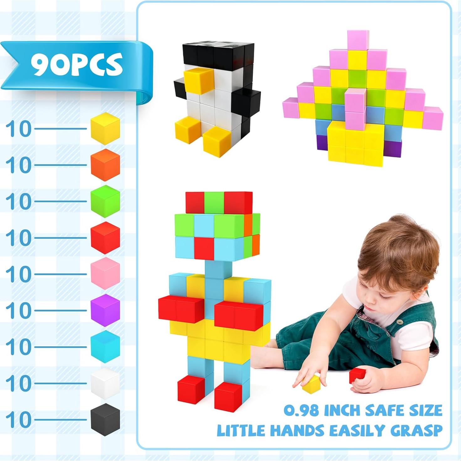 Bloques Magnéticos Bestdin 90PCS para Niños 3+ Años