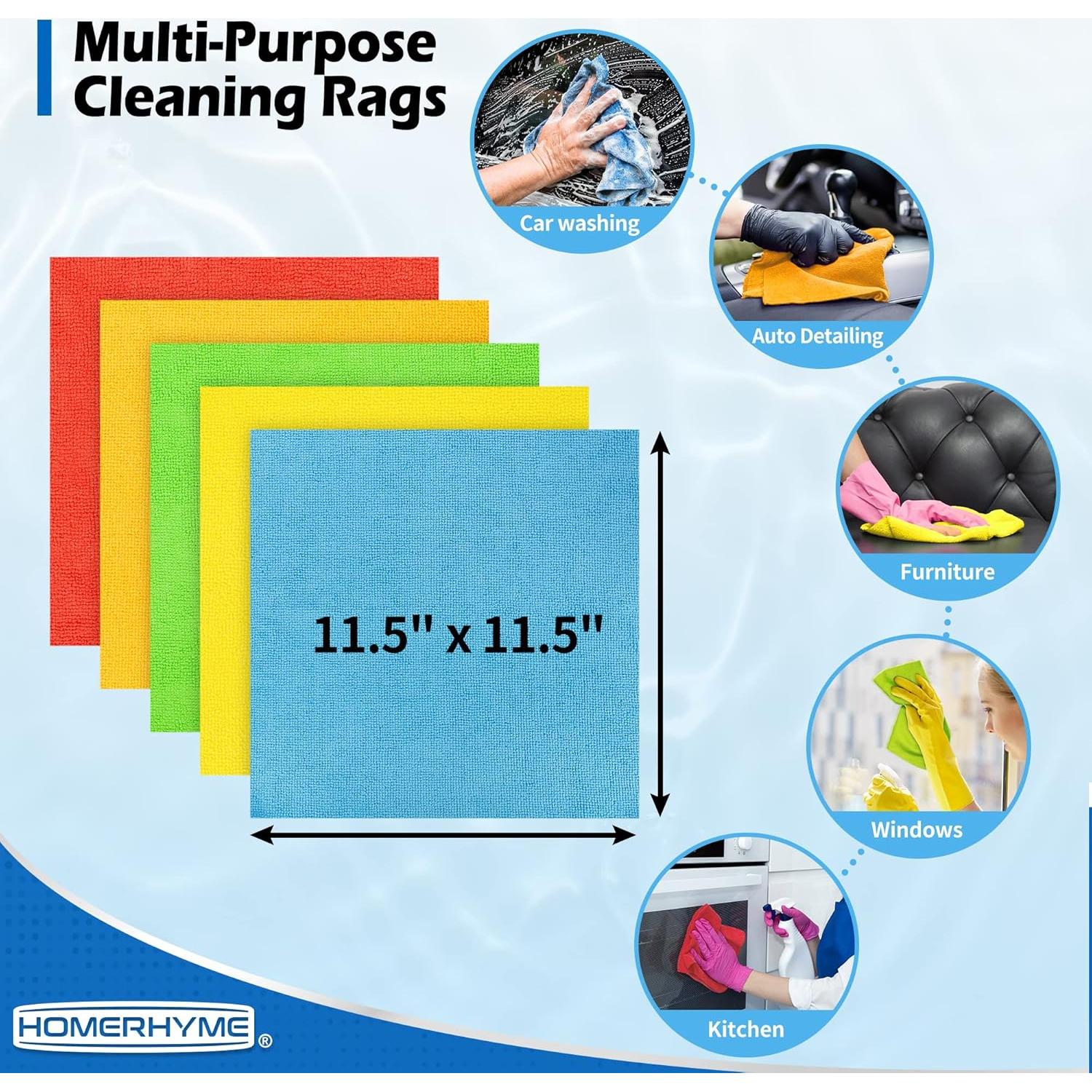 Paquete de 100 Paños de Microfibra HOMERHYME 29.2x29.2cm