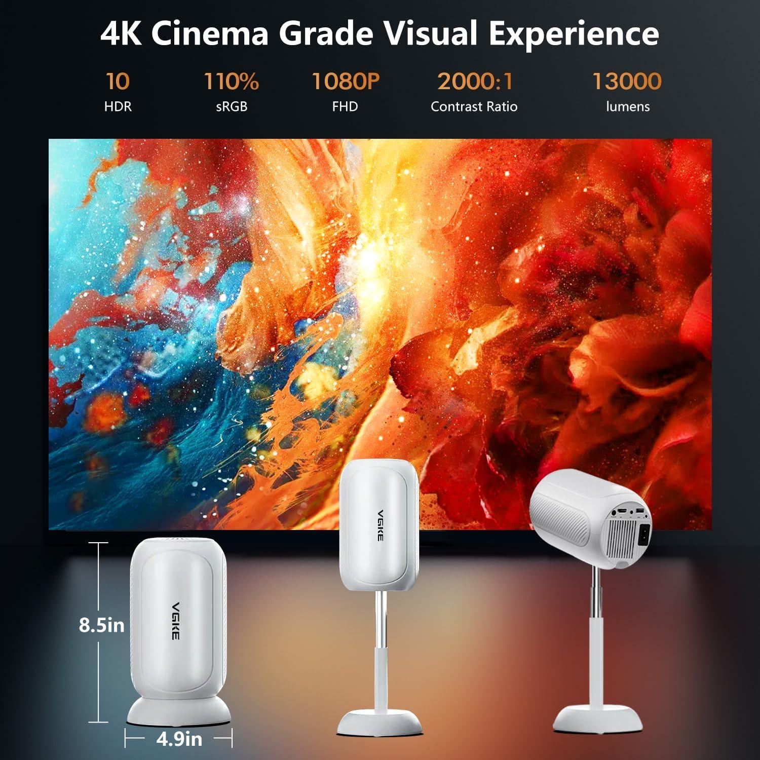 Mini Proyector Portátil VGKE 13000 Lúmenes 4K WiFi Bluetooth