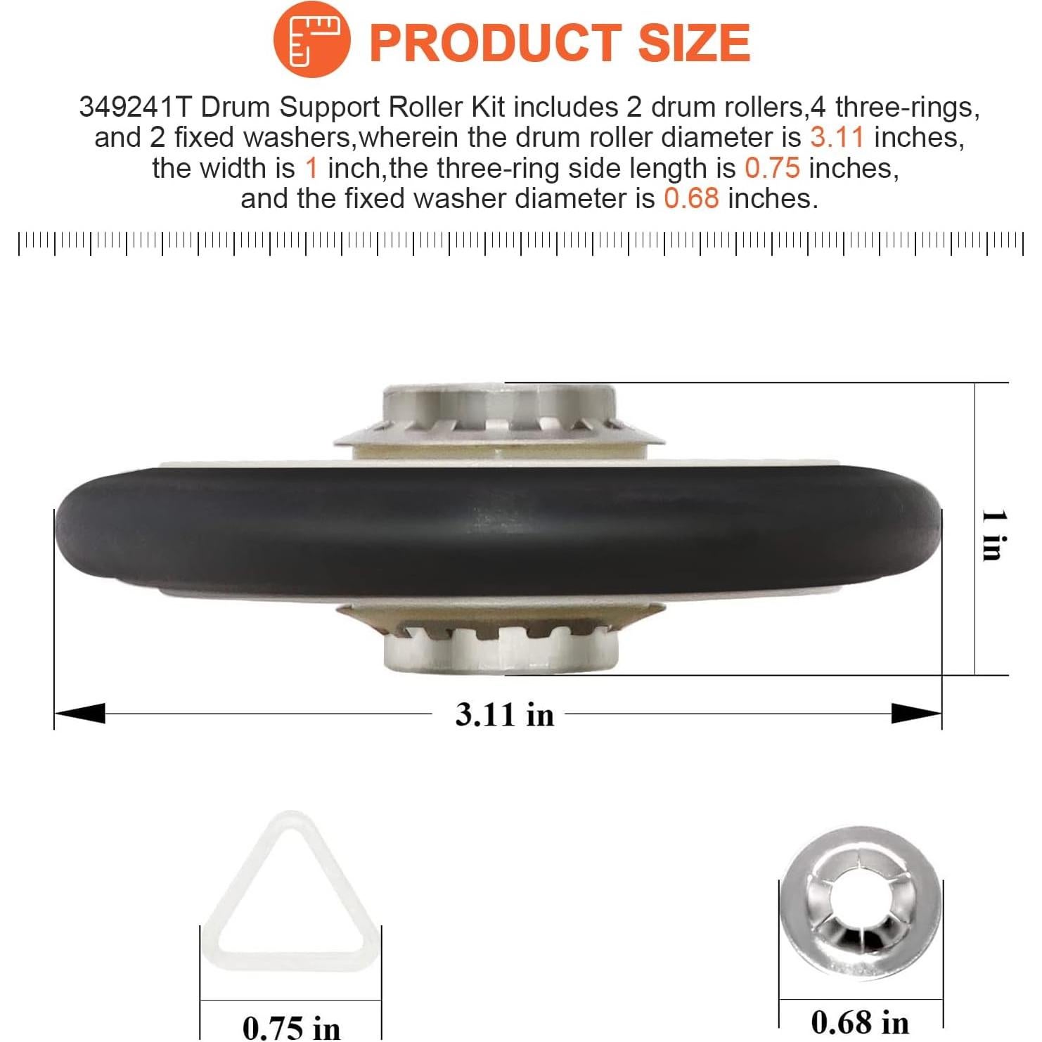 Kit de Rodillos de Soporte Beaquicy 349241T para Secadores