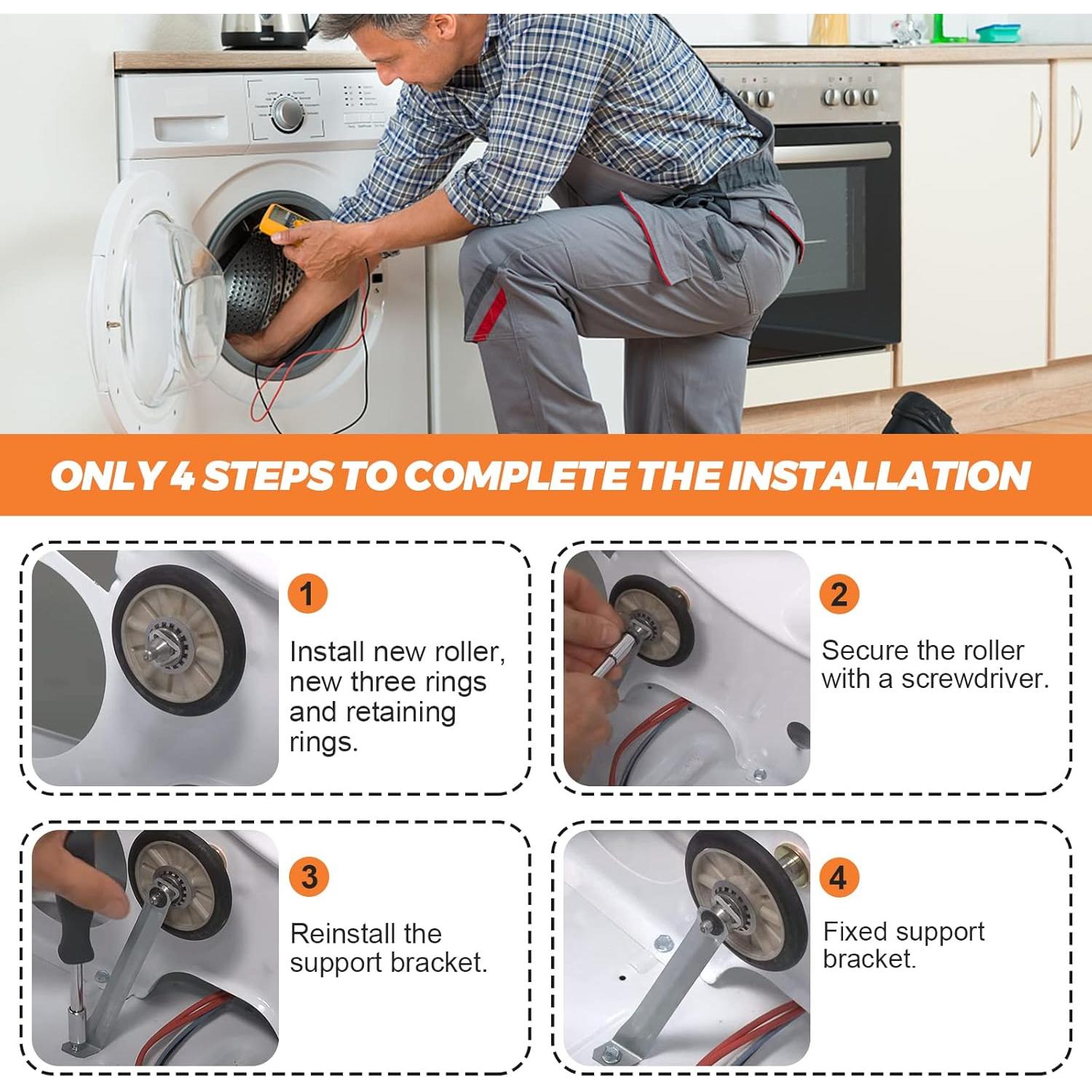 Kit de Rodillos de Soporte Beaquicy 349241T para Secadores