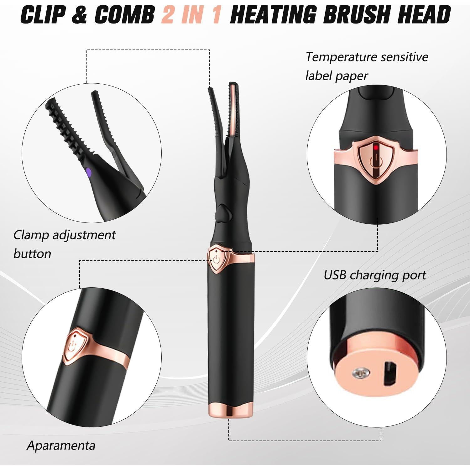 Rizador de Pestañas Eléctrico Daioai Negro, Calentado y Portátil