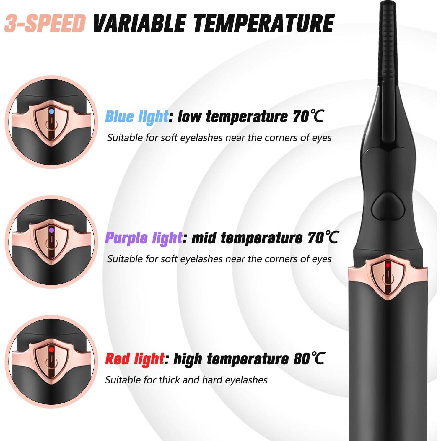 Rizador de Pestañas Eléctrico Daioai Negro, Calentado y Portátil