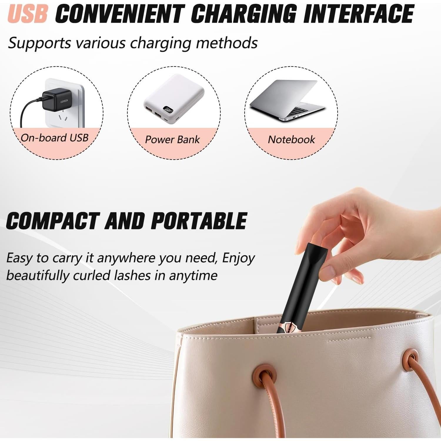 Rizador de Pestañas Eléctrico Daioai Negro, Calentado y Portátil