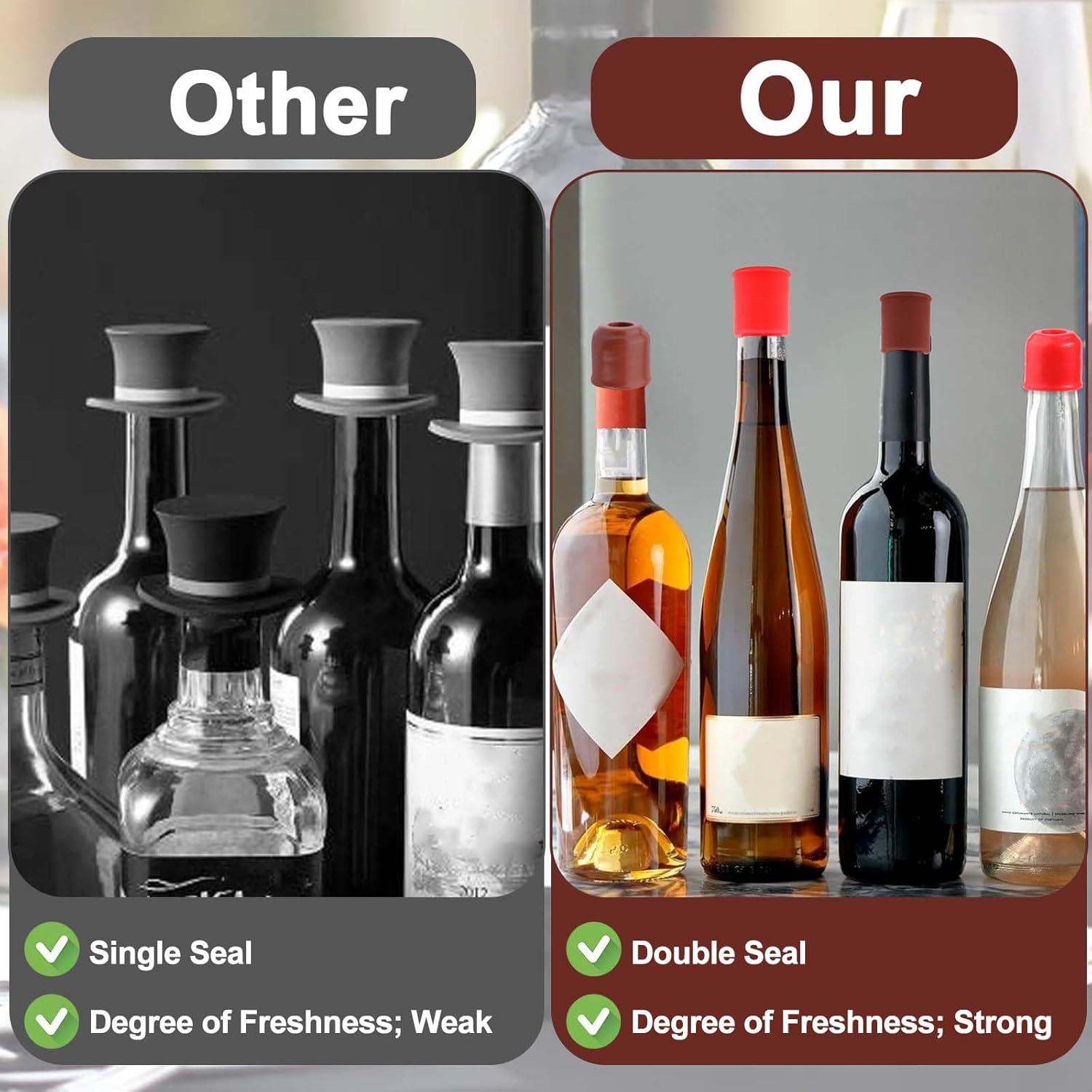 Tapones de Silicona para Vino Vodolo 4pcs Reutilizables