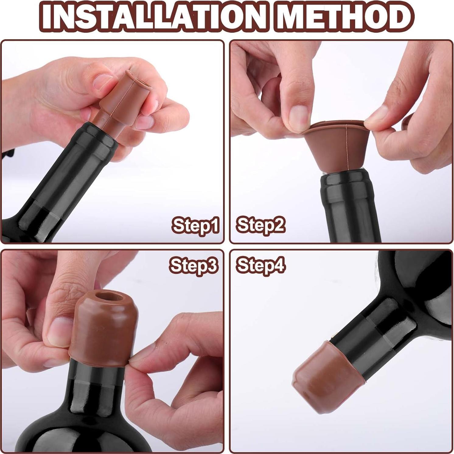 Tapones de Silicona para Vino Vodolo 4pcs Reutilizables