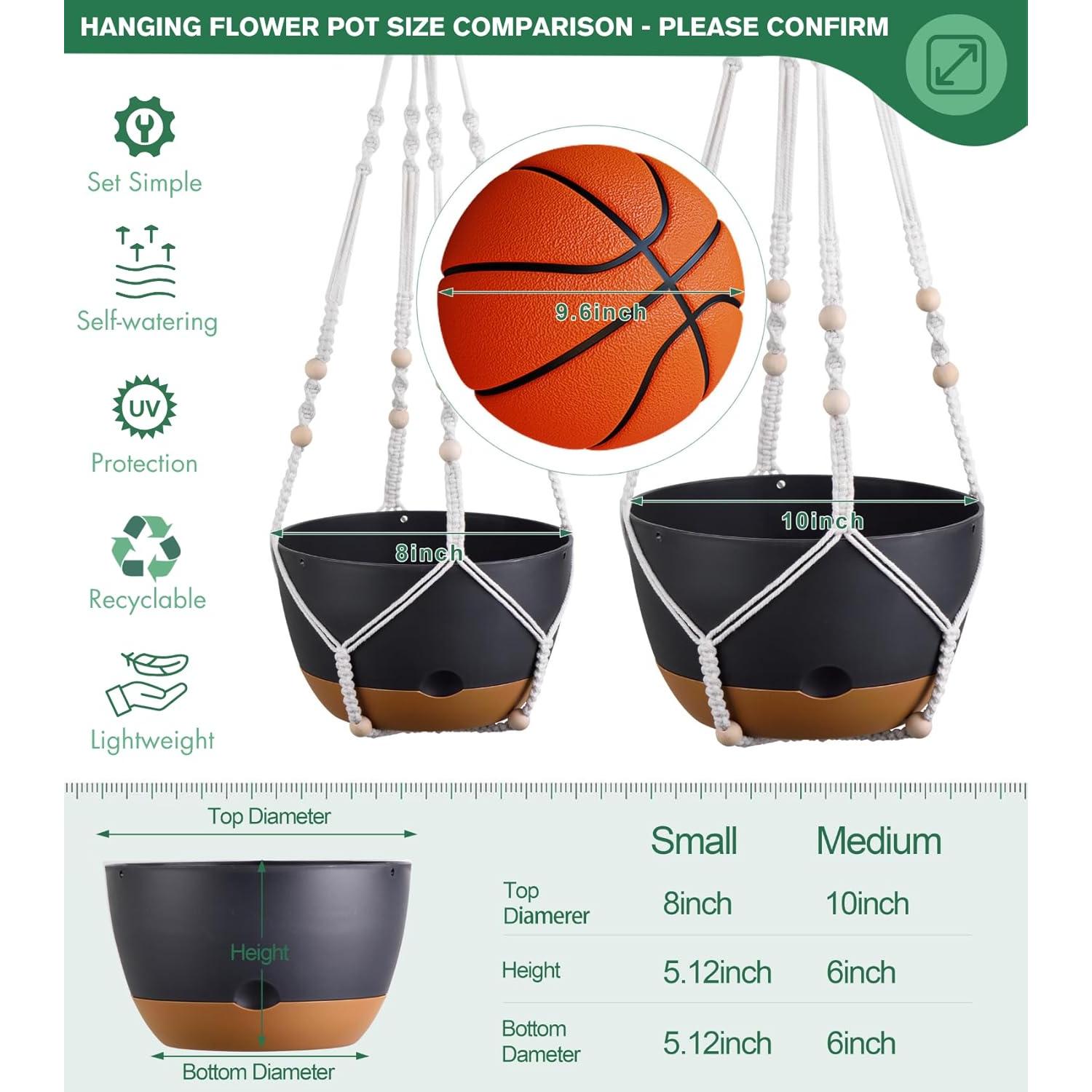 Juego de 2 macetas colgantes 20 cm Montresor con autorriego