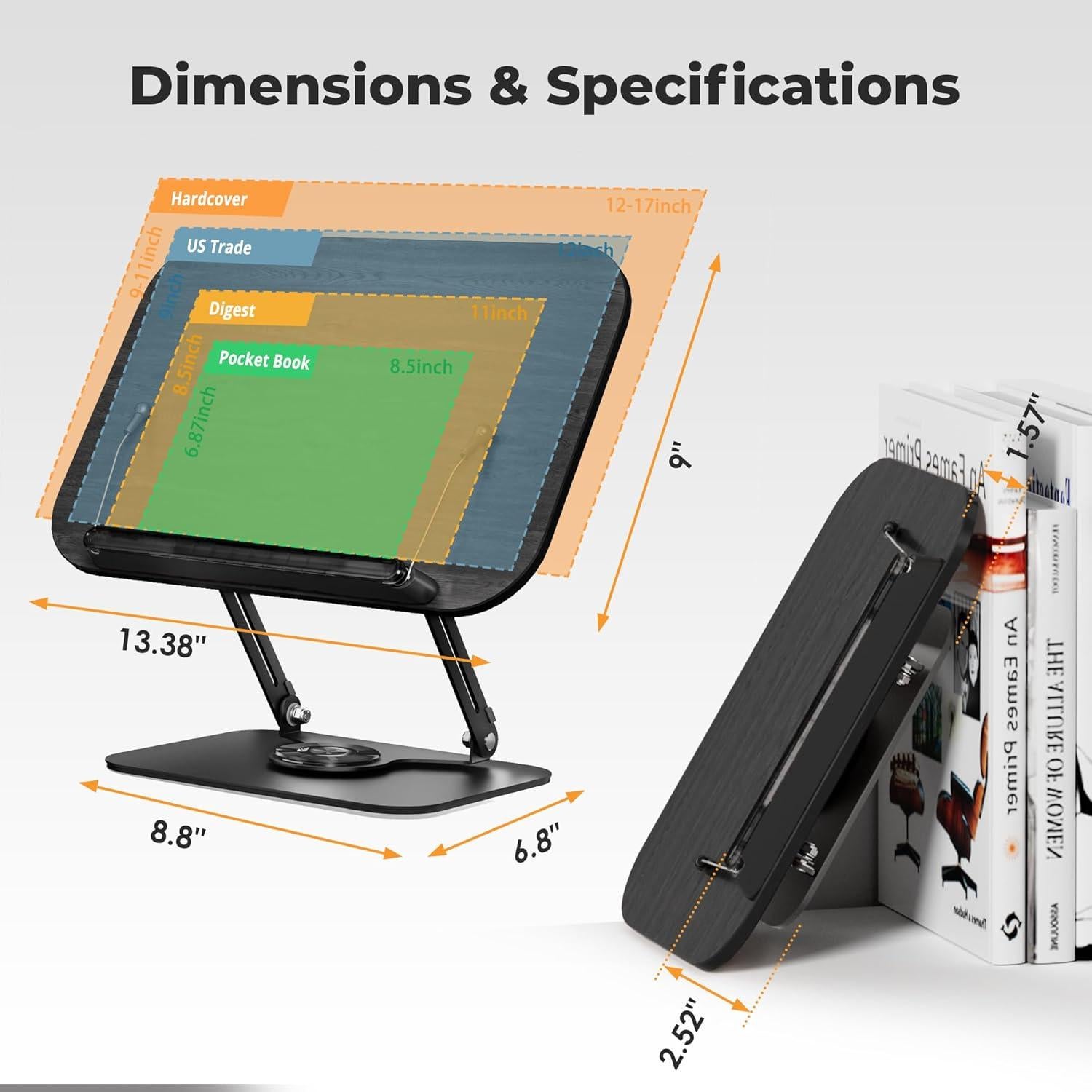 Soporte para Libros Ajustable SupeDesk Negro 360 Grados