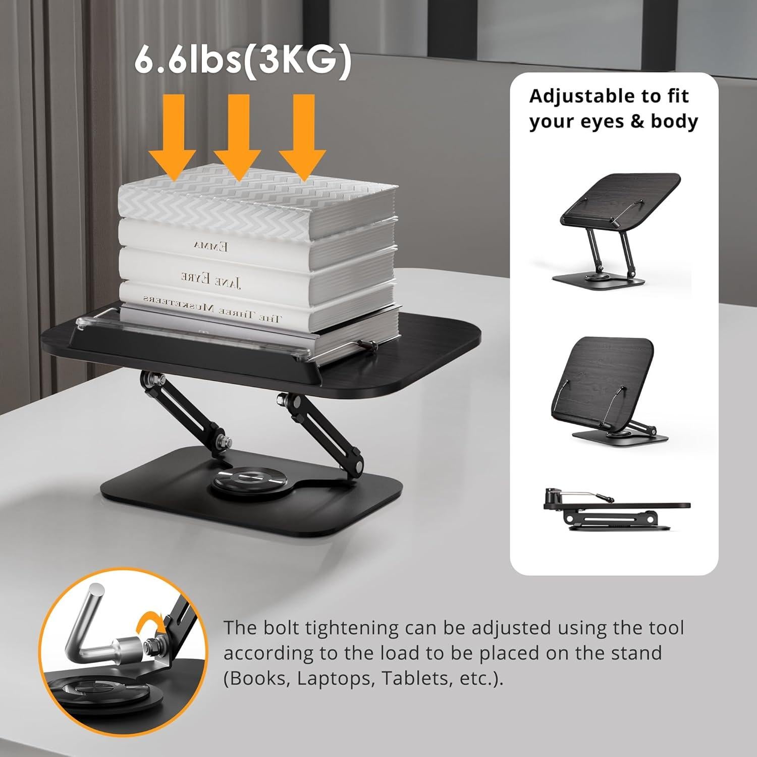 Soporte para Libros Ajustable SupeDesk Negro 360 Grados