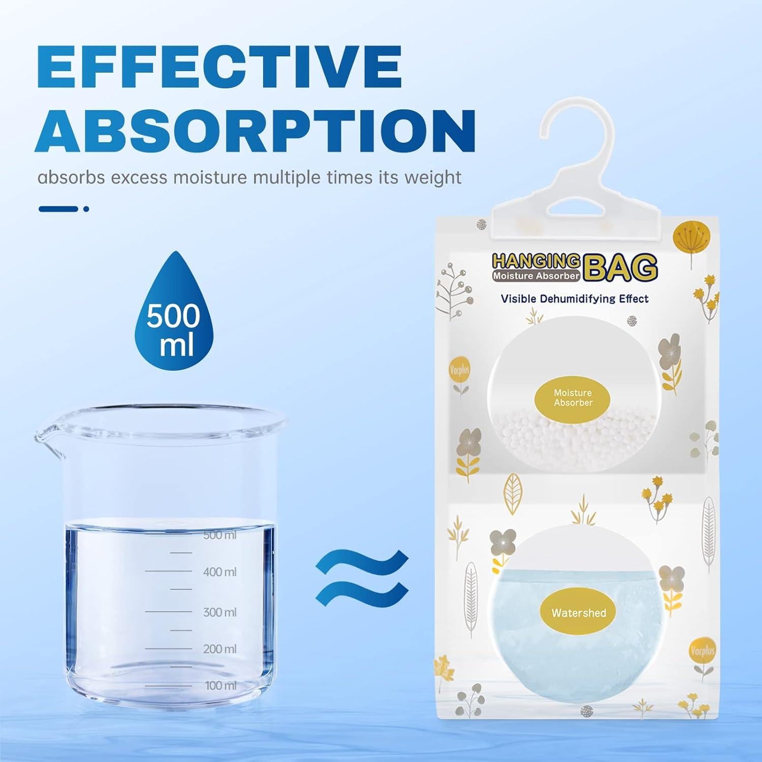 Paquete de 5 Paquetes Absorbentes de Humedad Vacplus 500ml