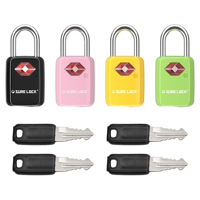Candados de Equipaje TSA SureLock Mini - 4 Colores, Llave Igual