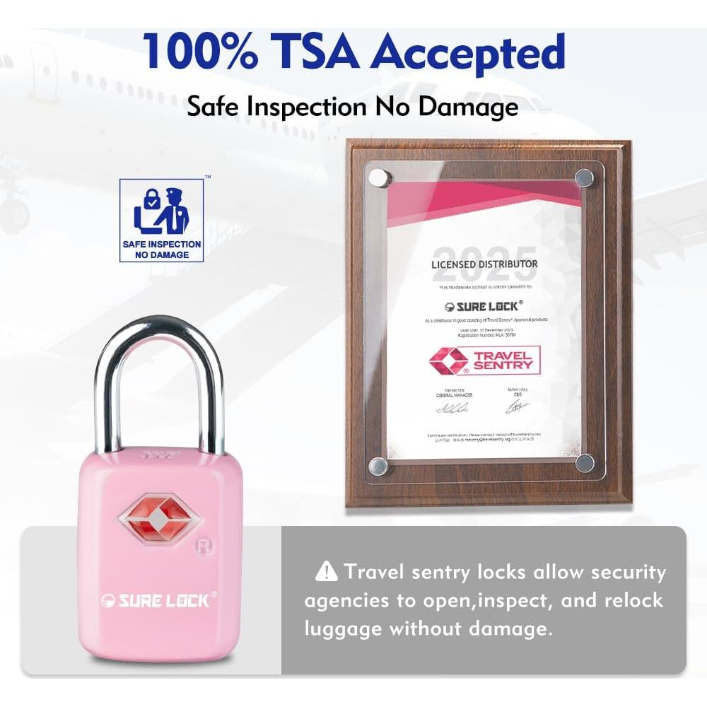 Candados de Equipaje TSA SureLock Mini - 4 Colores, Llave Igual