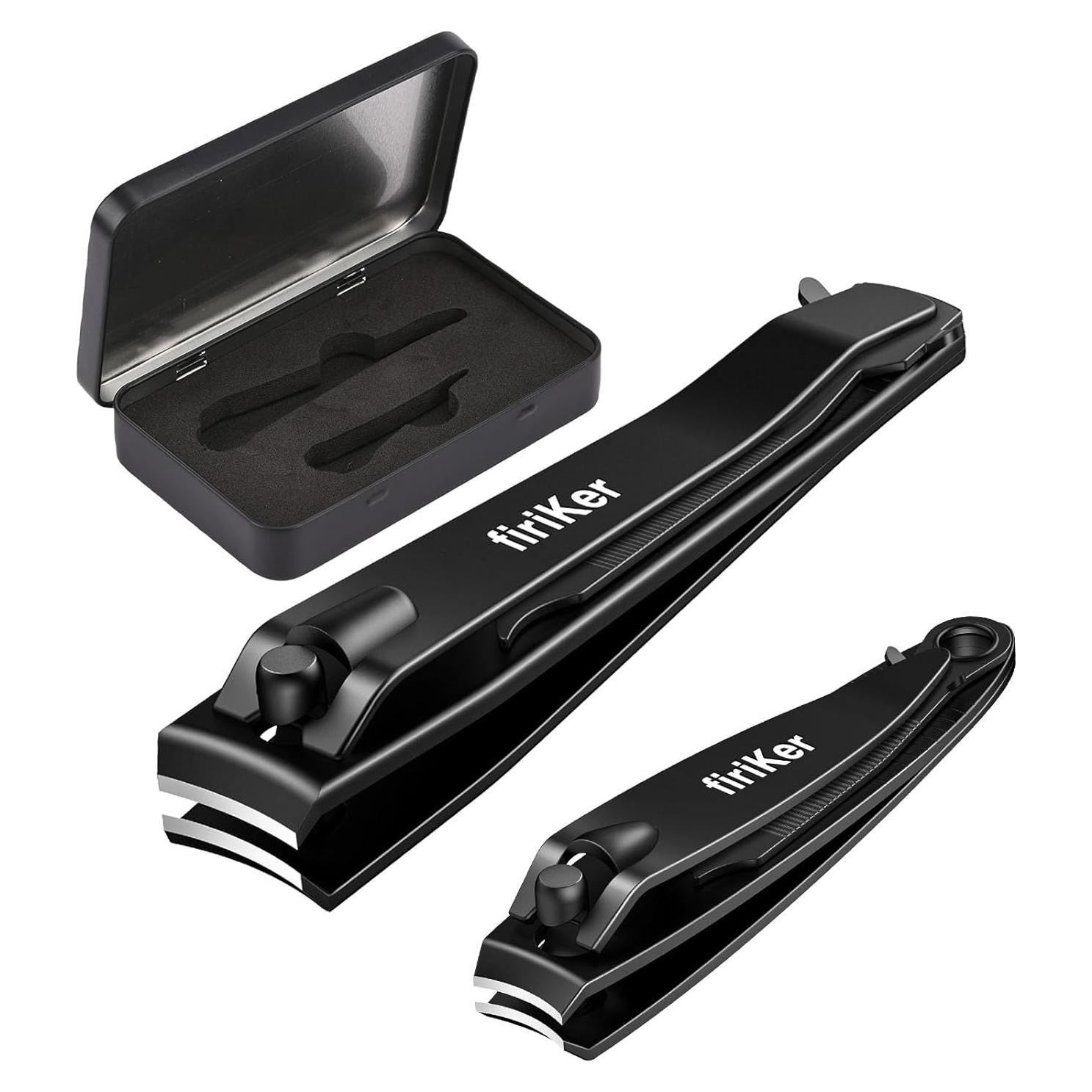 Juego de Cortauñas firiKer Acero Inoxidable Negro Mate 2 Piezas