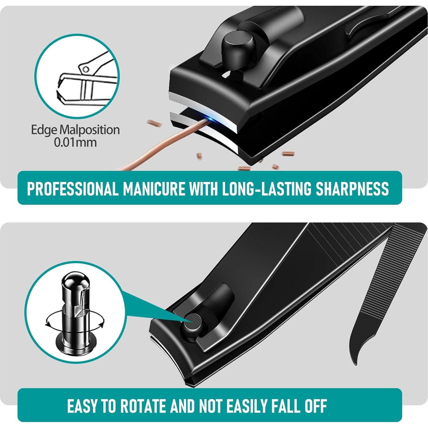 Juego de Cortauñas firiKer Acero Inoxidable Negro Mate 2 Piezas