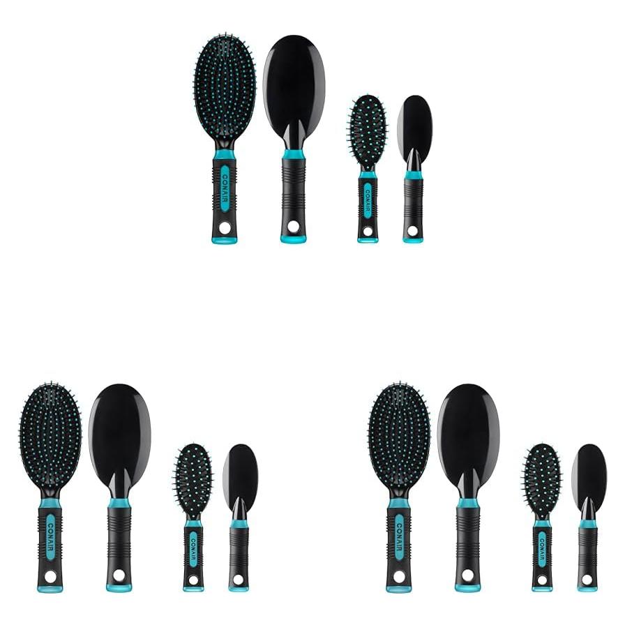 Conjunto de Cepillos de Pelo Conair 3 Piezas Nylon Negro Verde