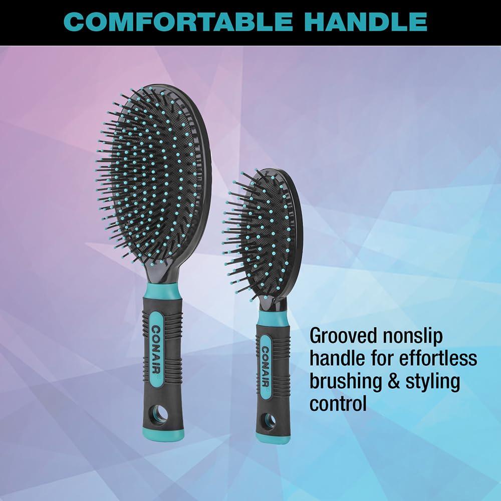 Conjunto de Cepillos de Pelo Conair 3 Piezas Nylon Negro Verde