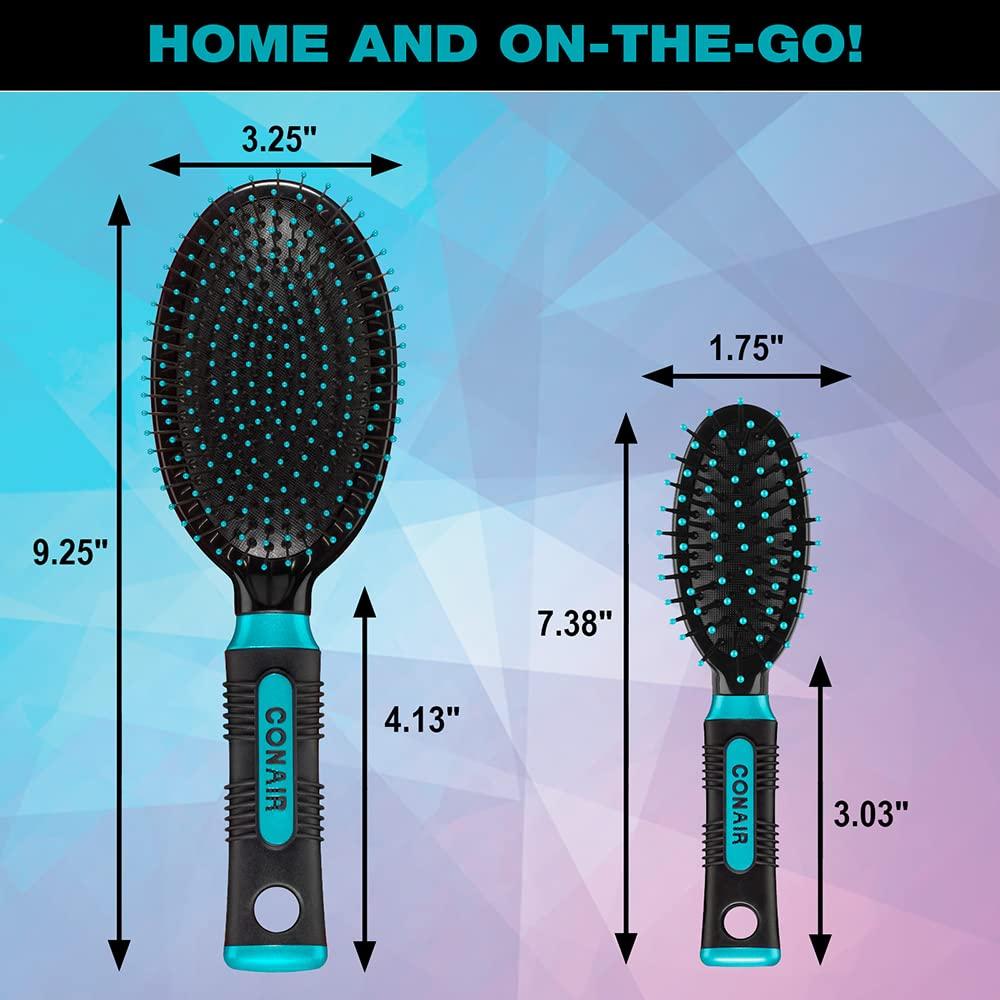 Conjunto de Cepillos de Pelo Conair 3 Piezas Nylon Negro Verde