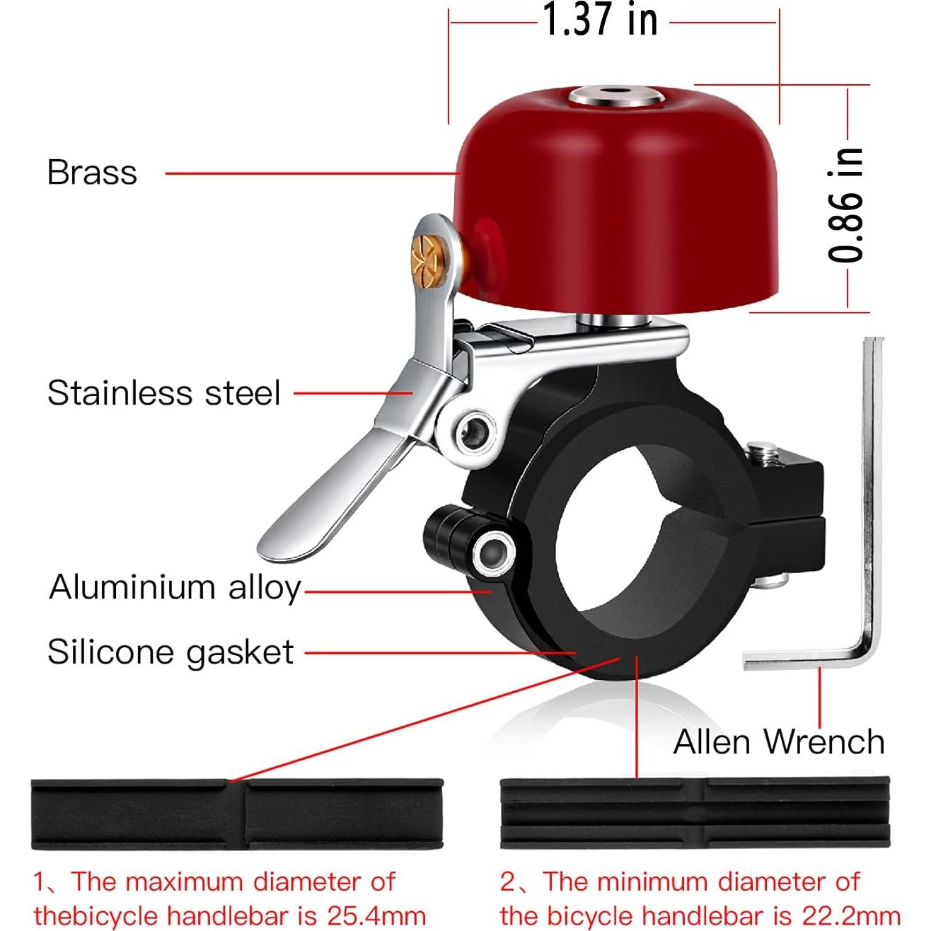 Campana de Bicicleta Greallthy de Latón 80 dB Ajuste Universal