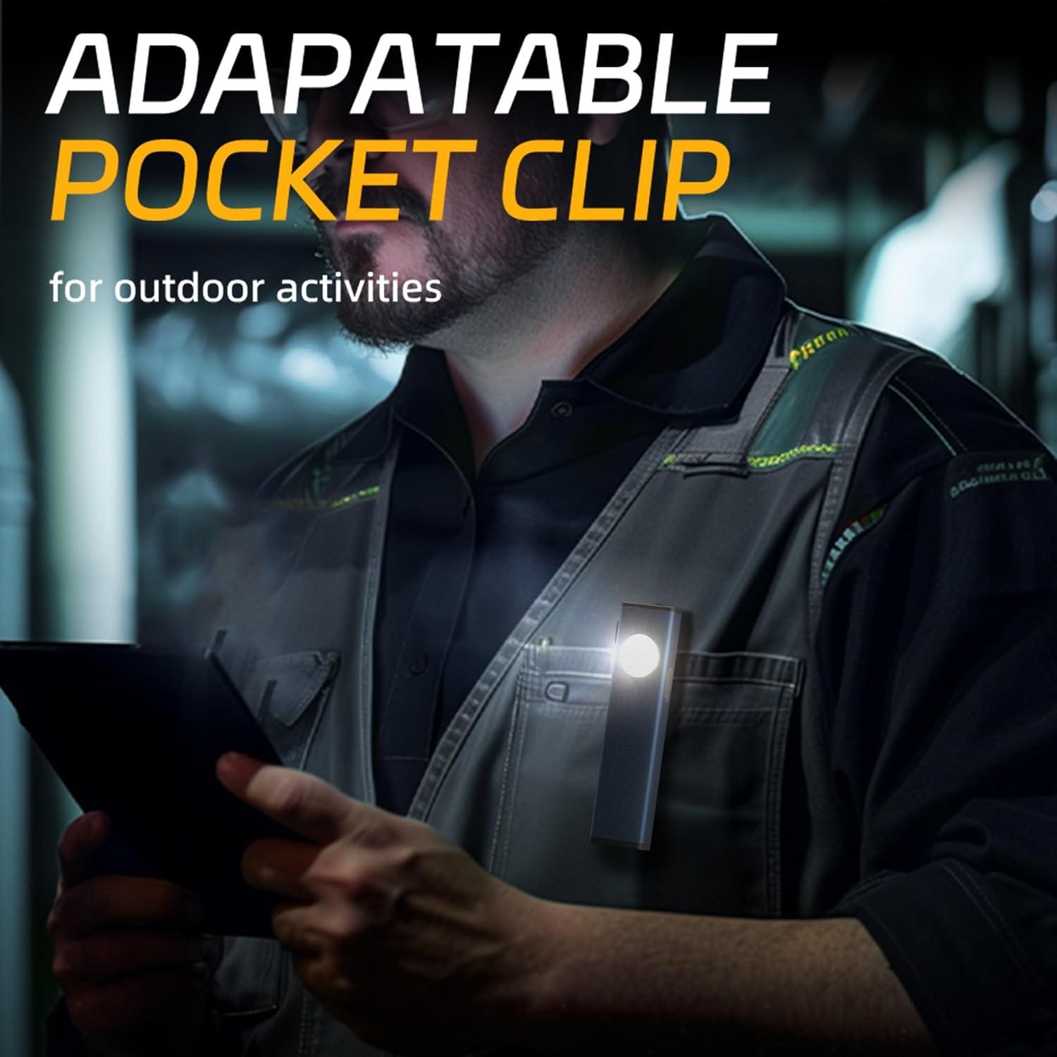 Linterna LED recargable Lexall 600 lúmenes con clip magnético