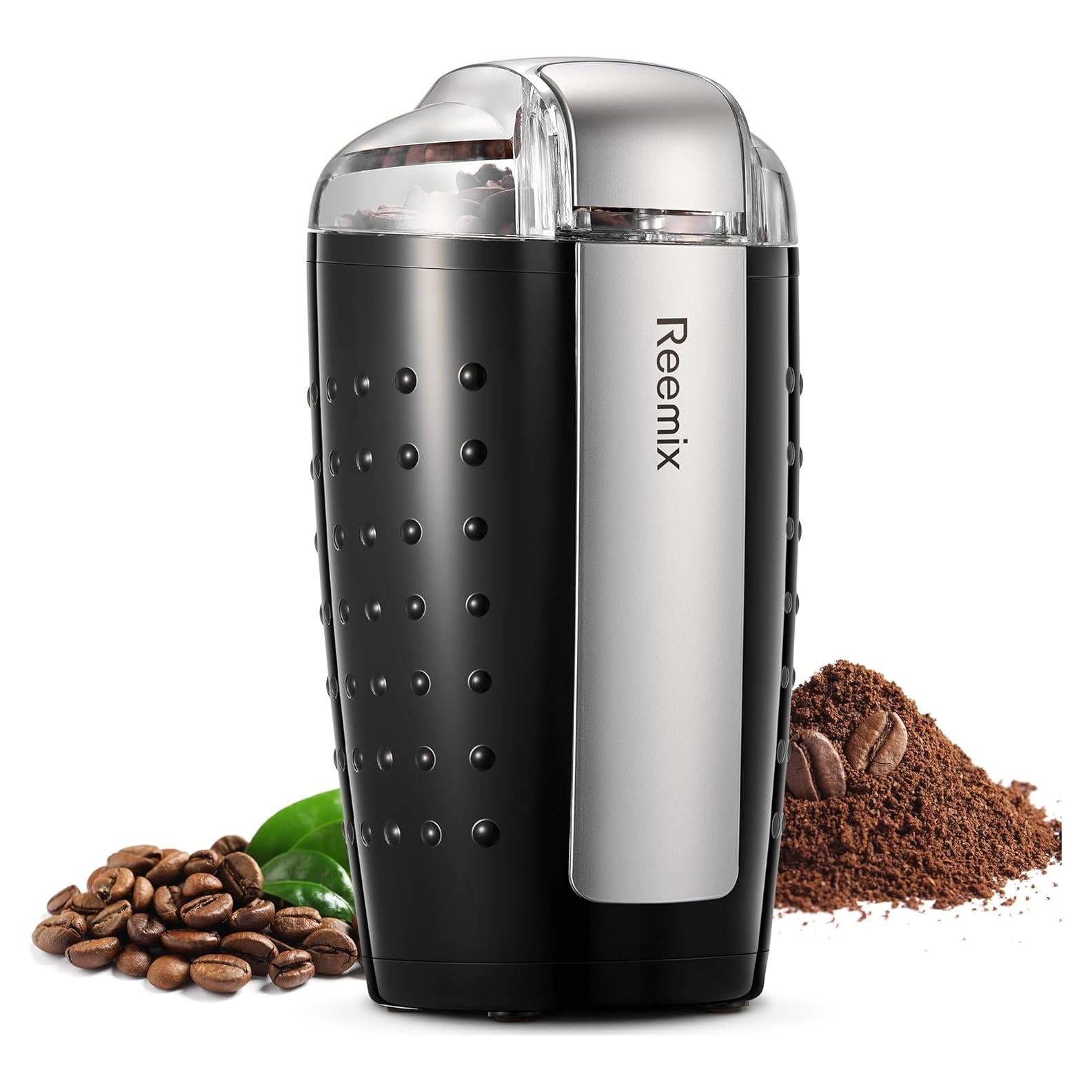 Molino de Café Eléctrico Reemix 3.5Oz Acero Inoxidable Negro