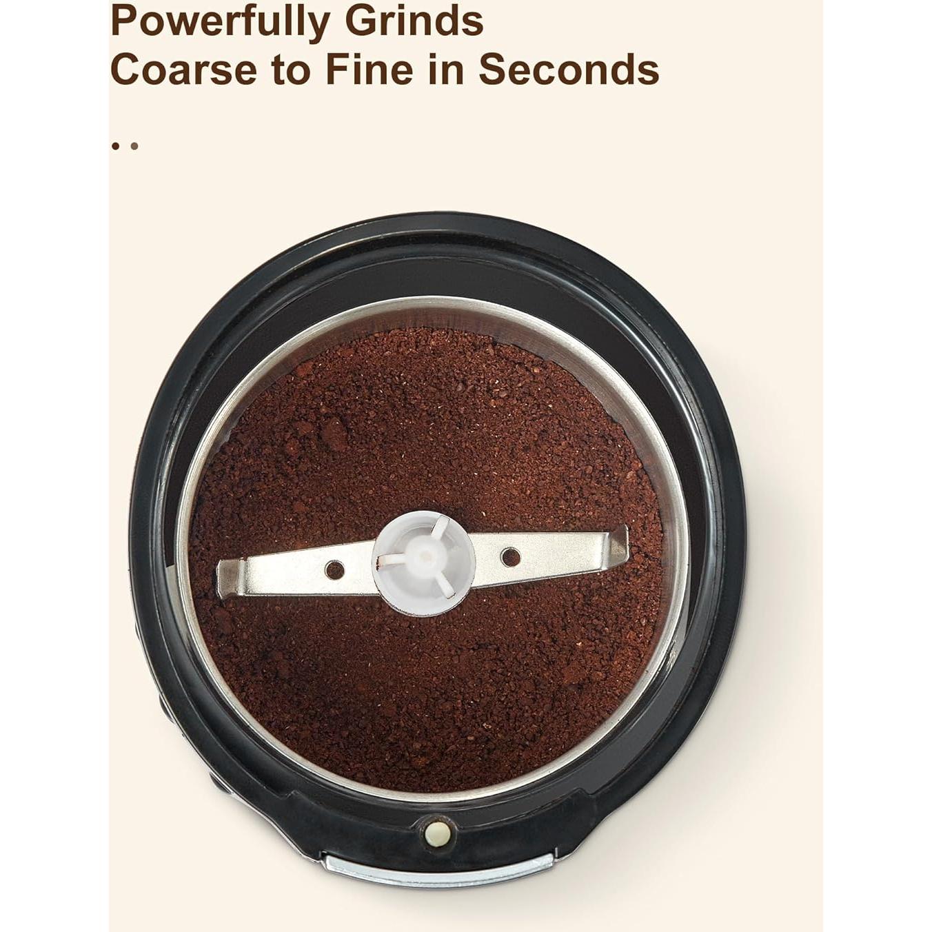 Molino de Café Eléctrico Reemix 3.5Oz Acero Inoxidable Negro