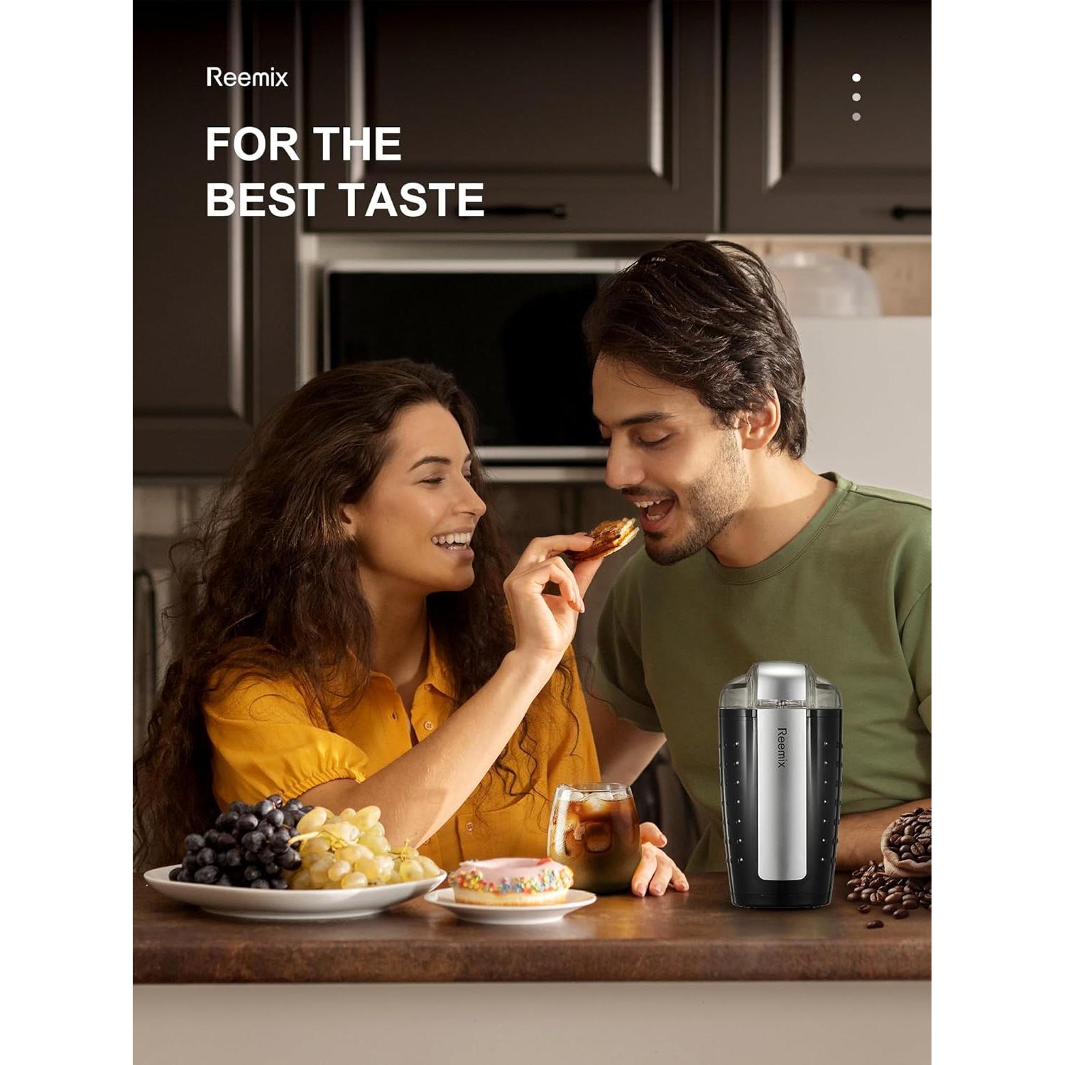 Molino de Café Eléctrico Reemix 3.5Oz Acero Inoxidable Negro