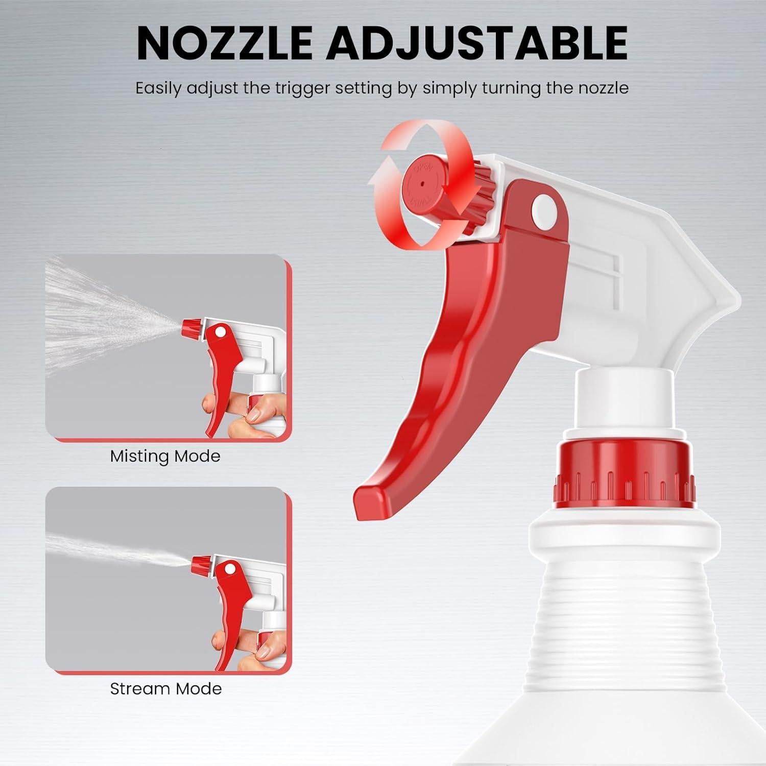 Botellas de Spray LiBa 473ml - Paquete de 4, Boquilla Ajustable