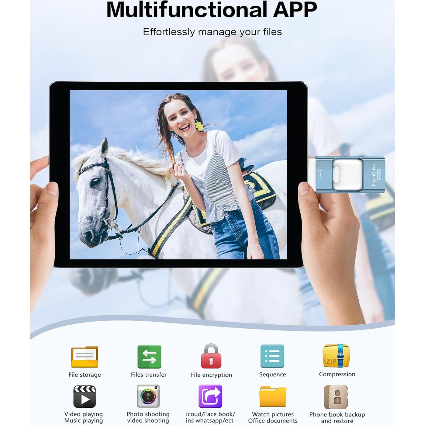 Unidad Flash USB 128GB ZARMST Stick de Fotos para iPhone