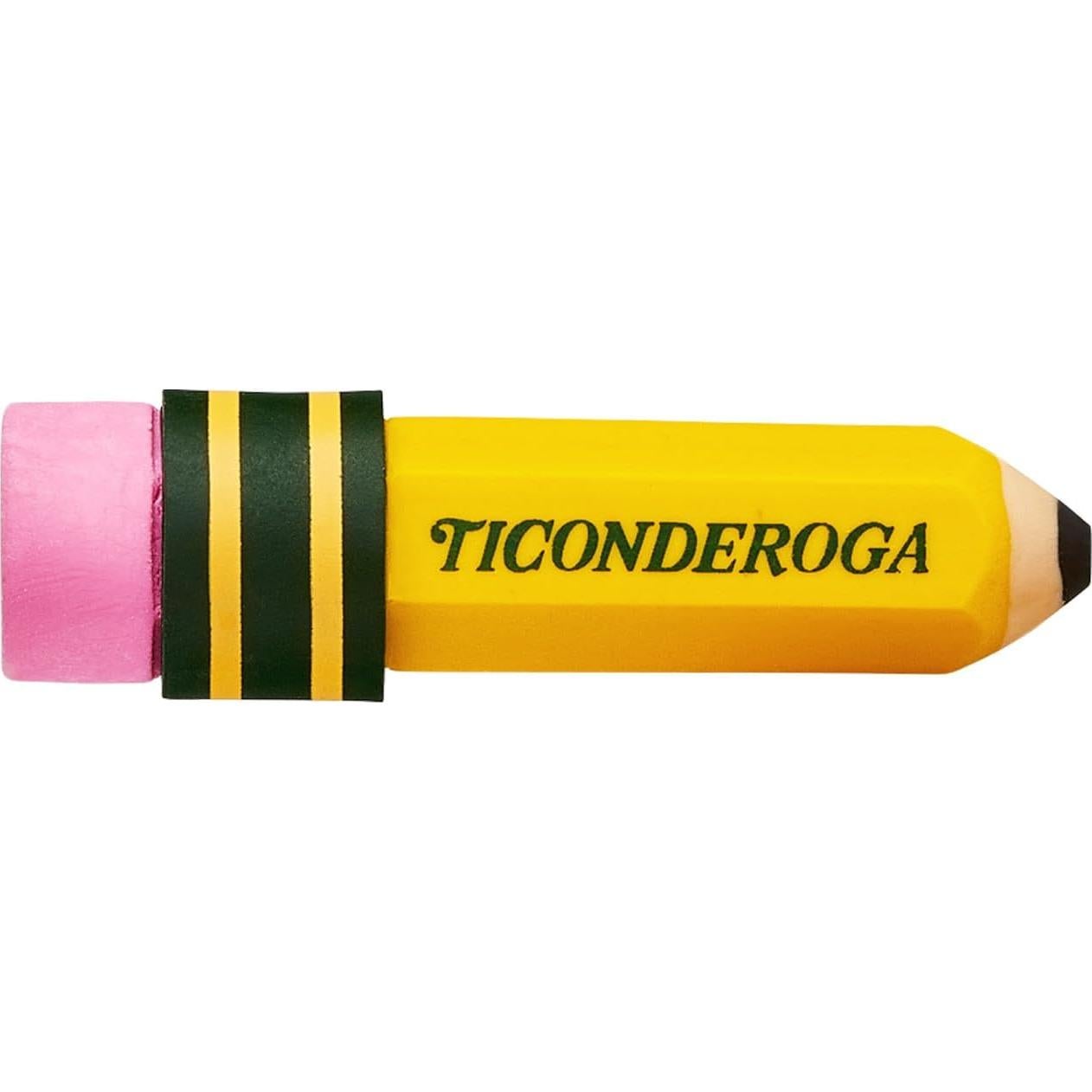 TICONDEROGA Erasers, Pencil Shaped, Latex-Free, Yellow, 3-Pack (38953)