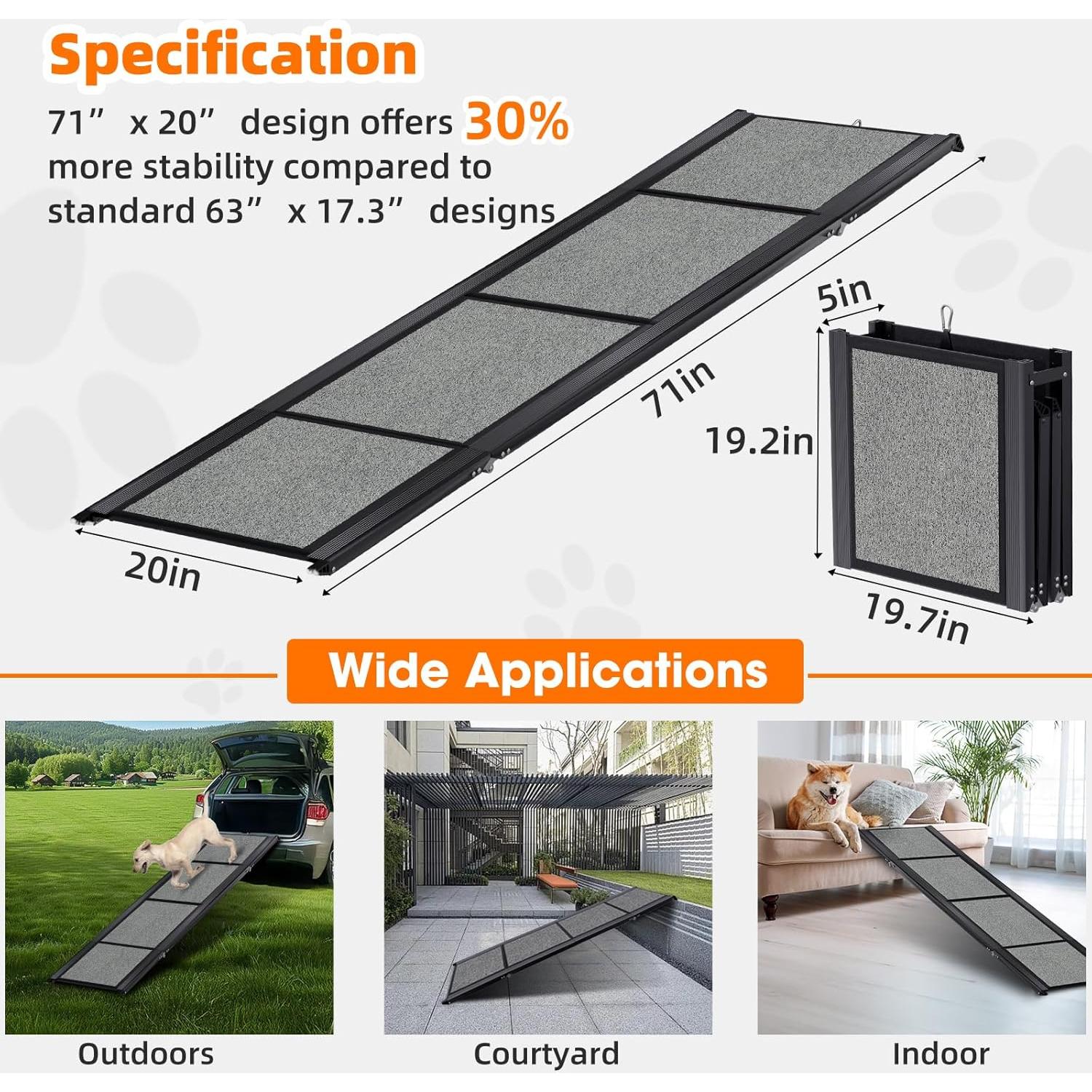 Rampa Plegable para Perros GAOYITK 180 cm Antideslizante