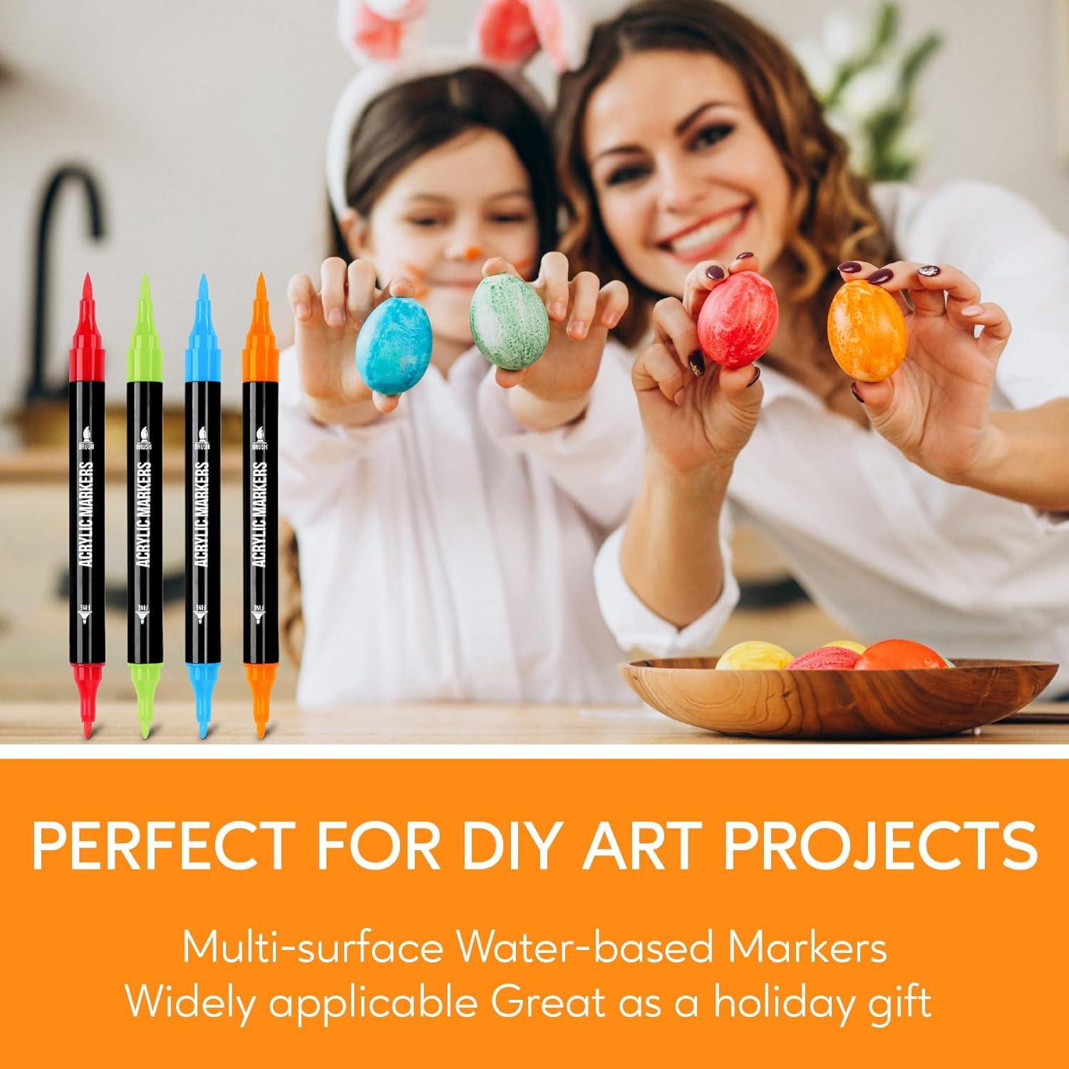 Marcadores Acrílicos Pagather 120 Colores Doble Punta Fina y Pincel