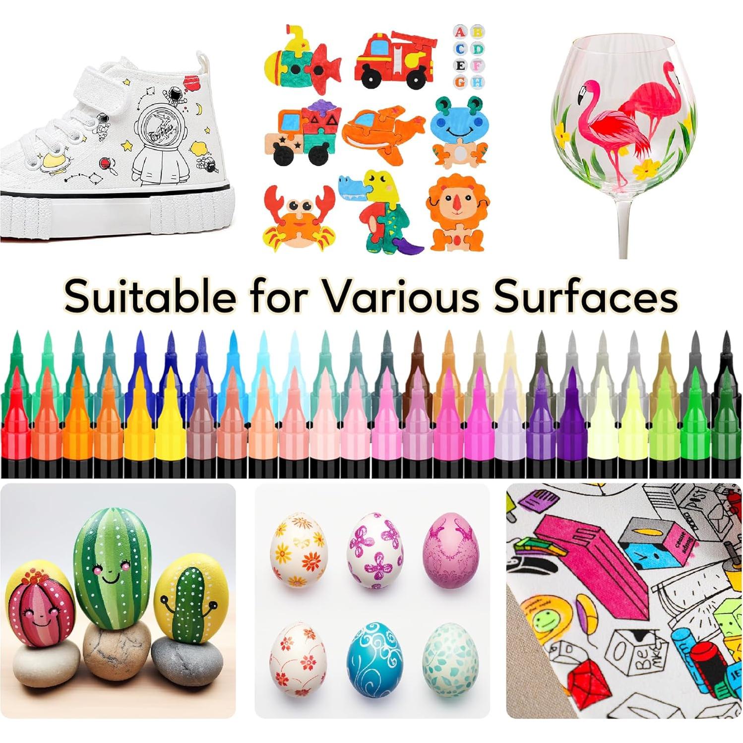 Marcadores Acrílicos Pagather 120 Colores Doble Punta Fina y Pincel