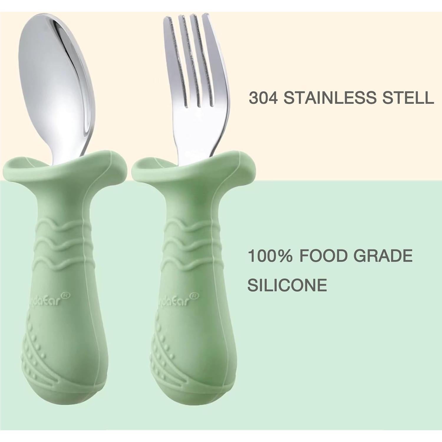 Juego de Utensilios PandaEar para Bebés, 6 Piezas Acero Inoxidable