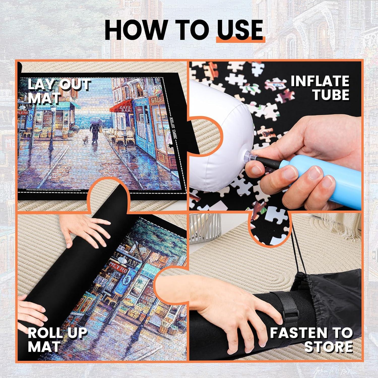 Alfombrilla para Rompecabezas Lwoeo Negra 106.68x66.04 cm 2000 Piezas