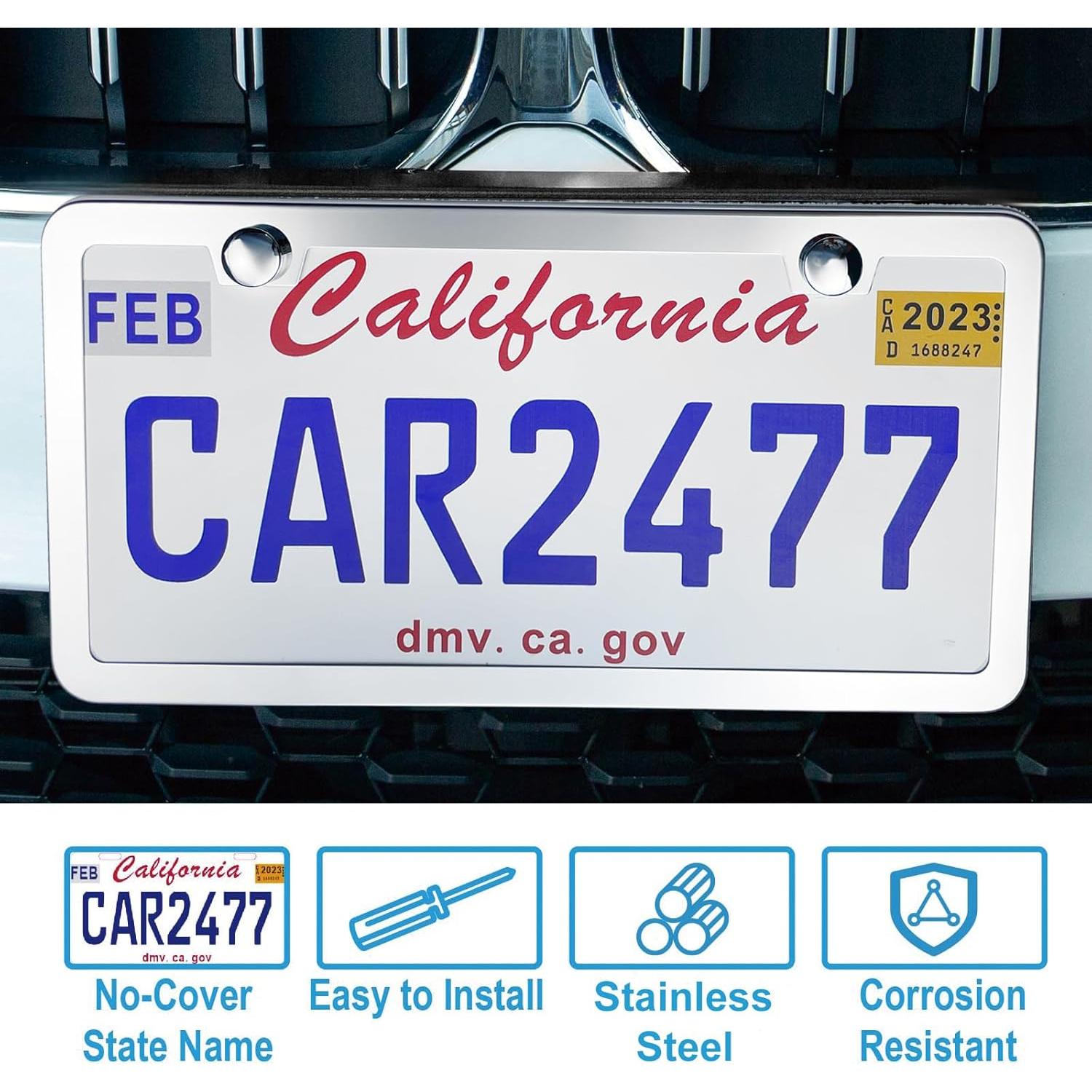 Marco de Placa de Licencia Acero Inoxidable Lengnoyp 2 Piezas