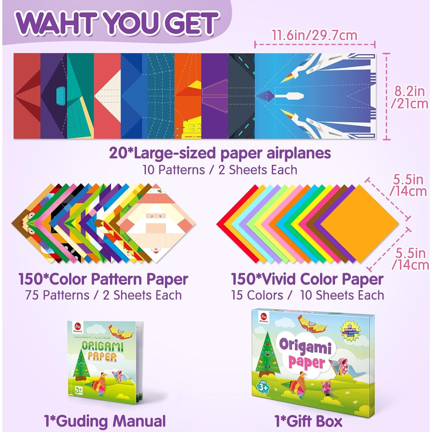 Kit de Papel Origami Mocoosy 320 Hojas para Niños 5-12 Años