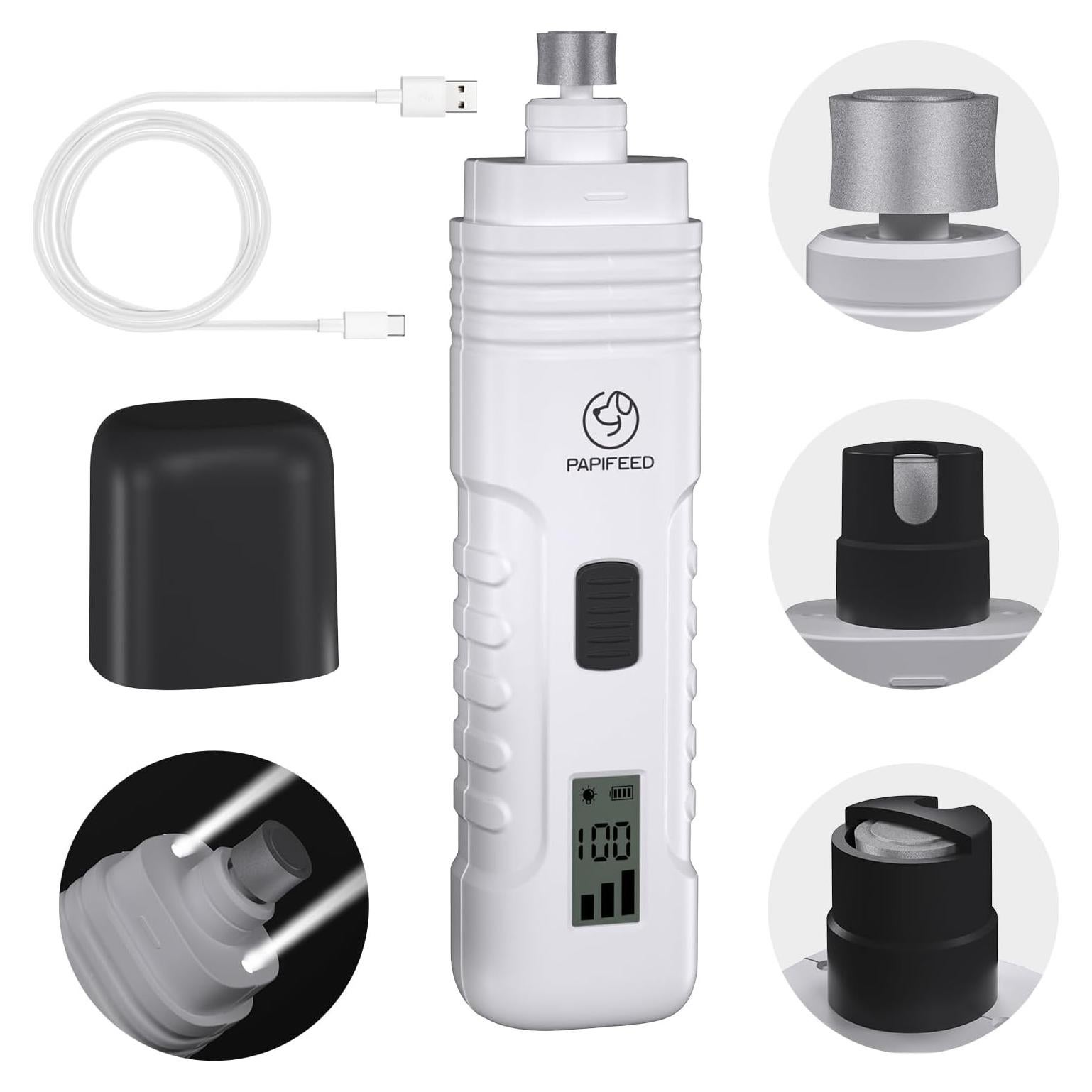 Amoladora de Uñas para Perros PAPIFEED - Eléctrica Silenciosa 3 Velocidades